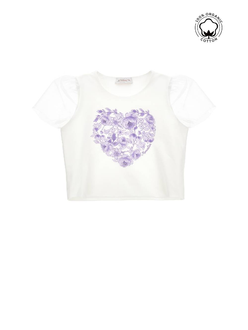 Monnalisa T-shirt cotone organico tulle