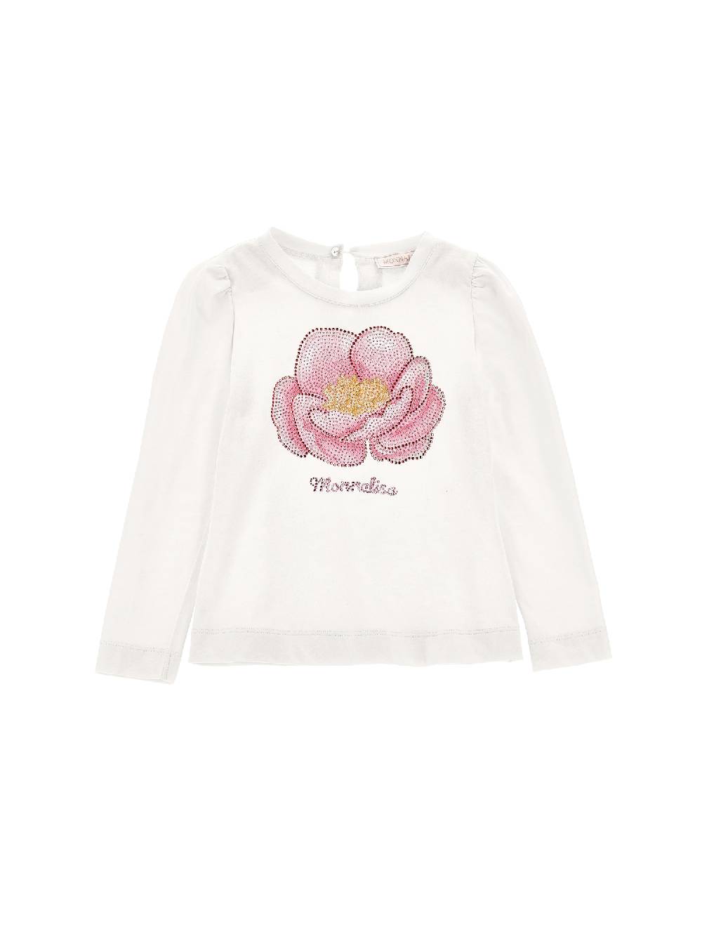Monnalisa T-shirt cotone ricamo anemone