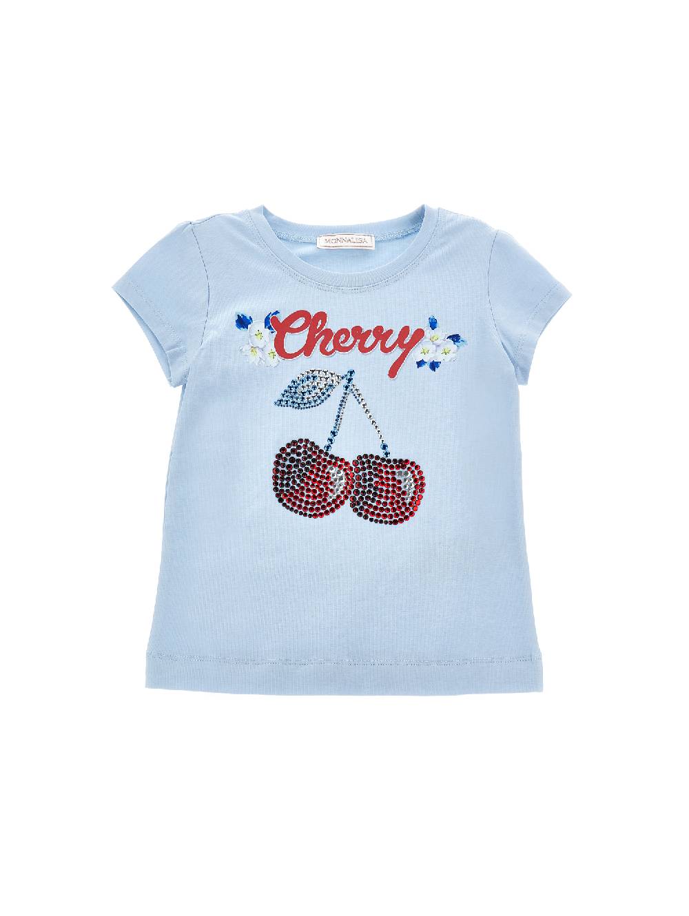 Monnalisa T-shirt cotone ricamo ciliegie