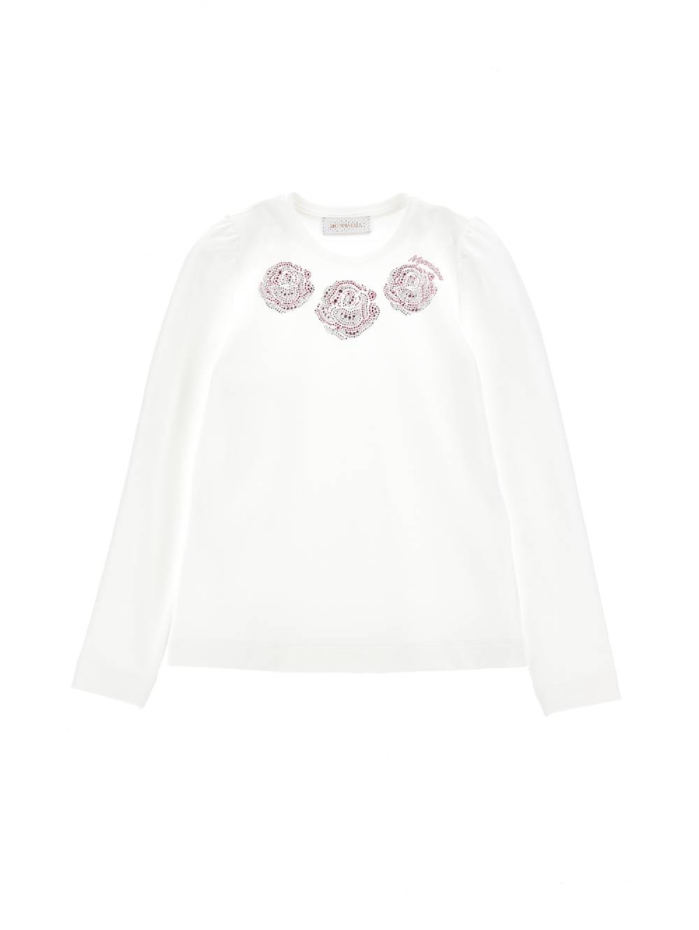 Monnalisa T-shirt cotone ricamo rose