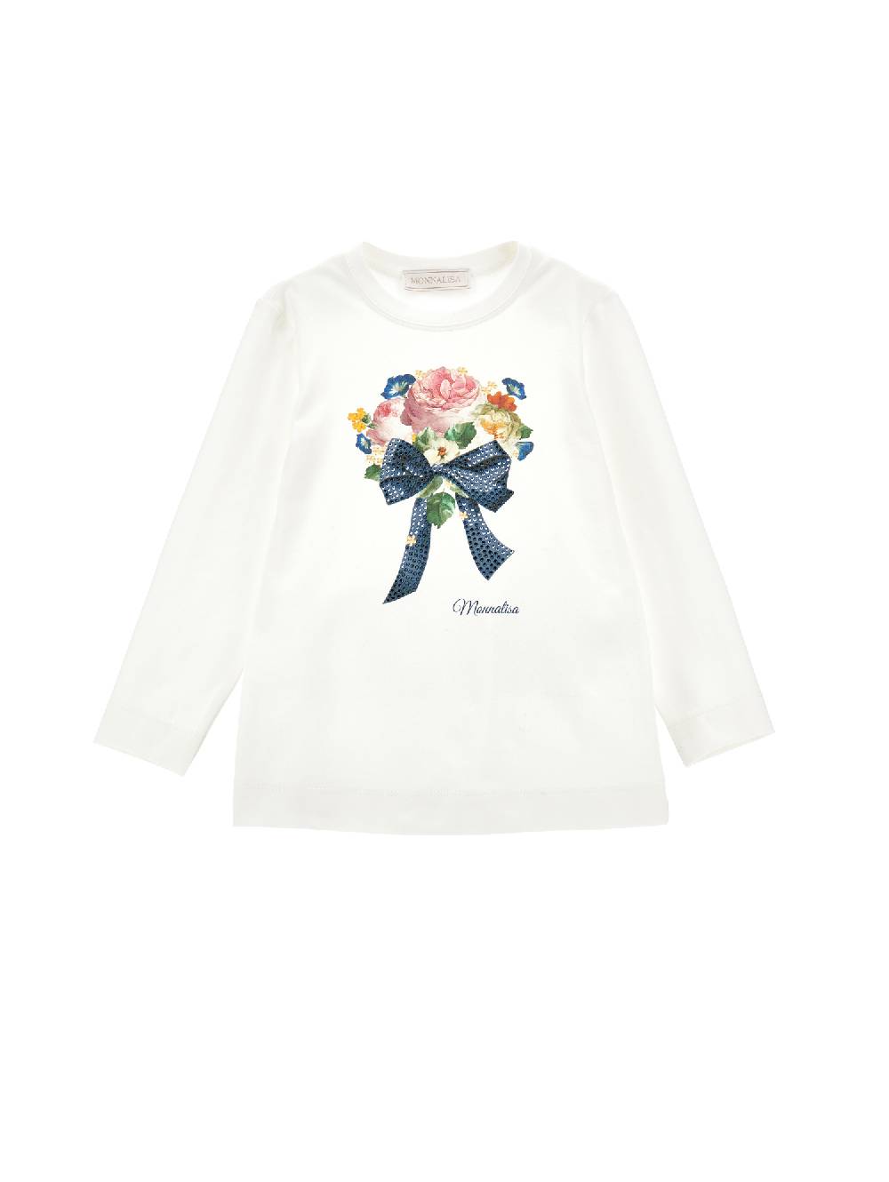 Monnalisa T-shirt cotone stampa mazzolino fiori