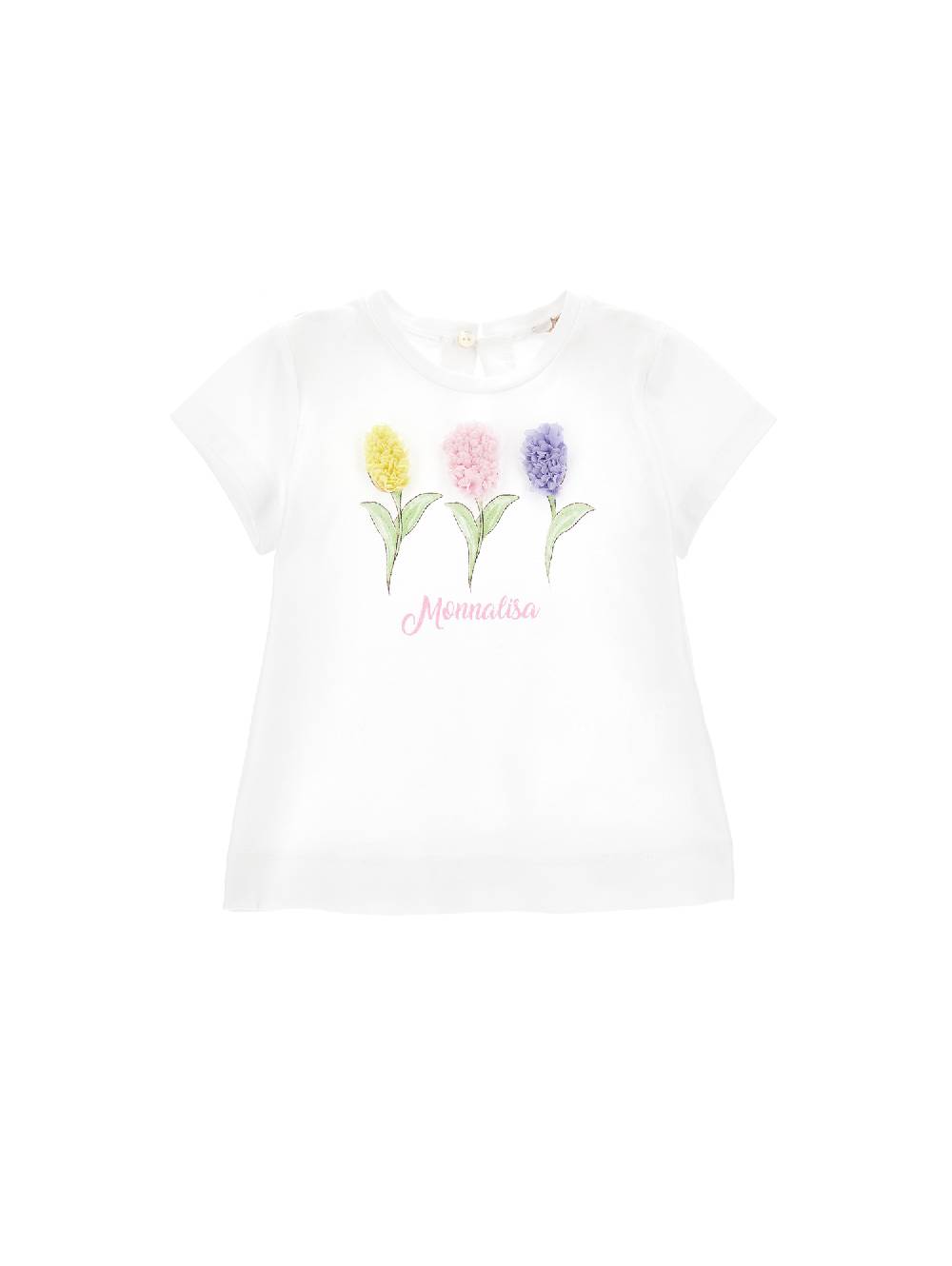 Monnalisa T-shirt cotone stampa tulipani in tulle