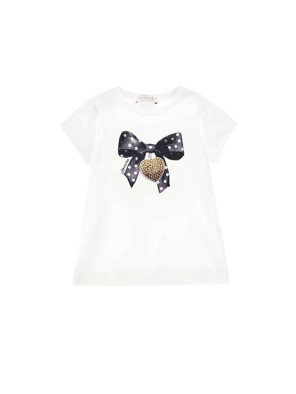 Monnalisa T-shirt cotone stampata con strass