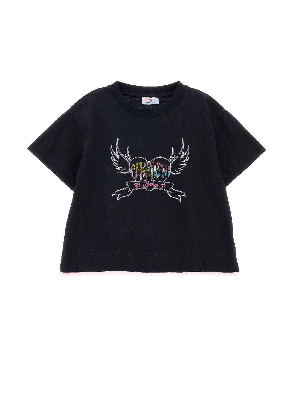 Monnalisa T-shirt cropped CFPunk con pizzo