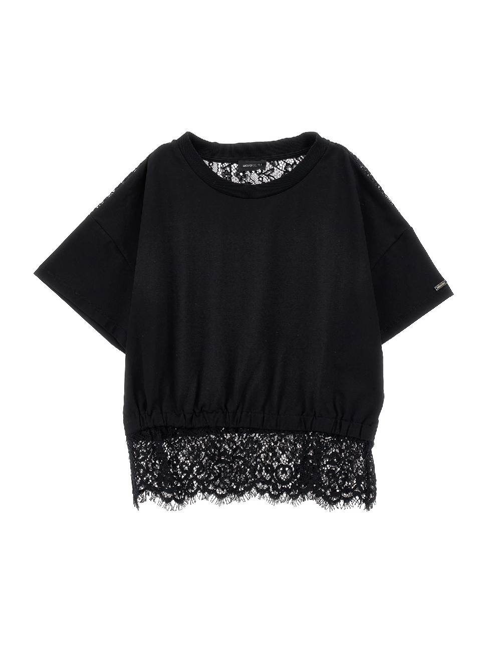 Monnalisa T-shirt cropped con pizzo