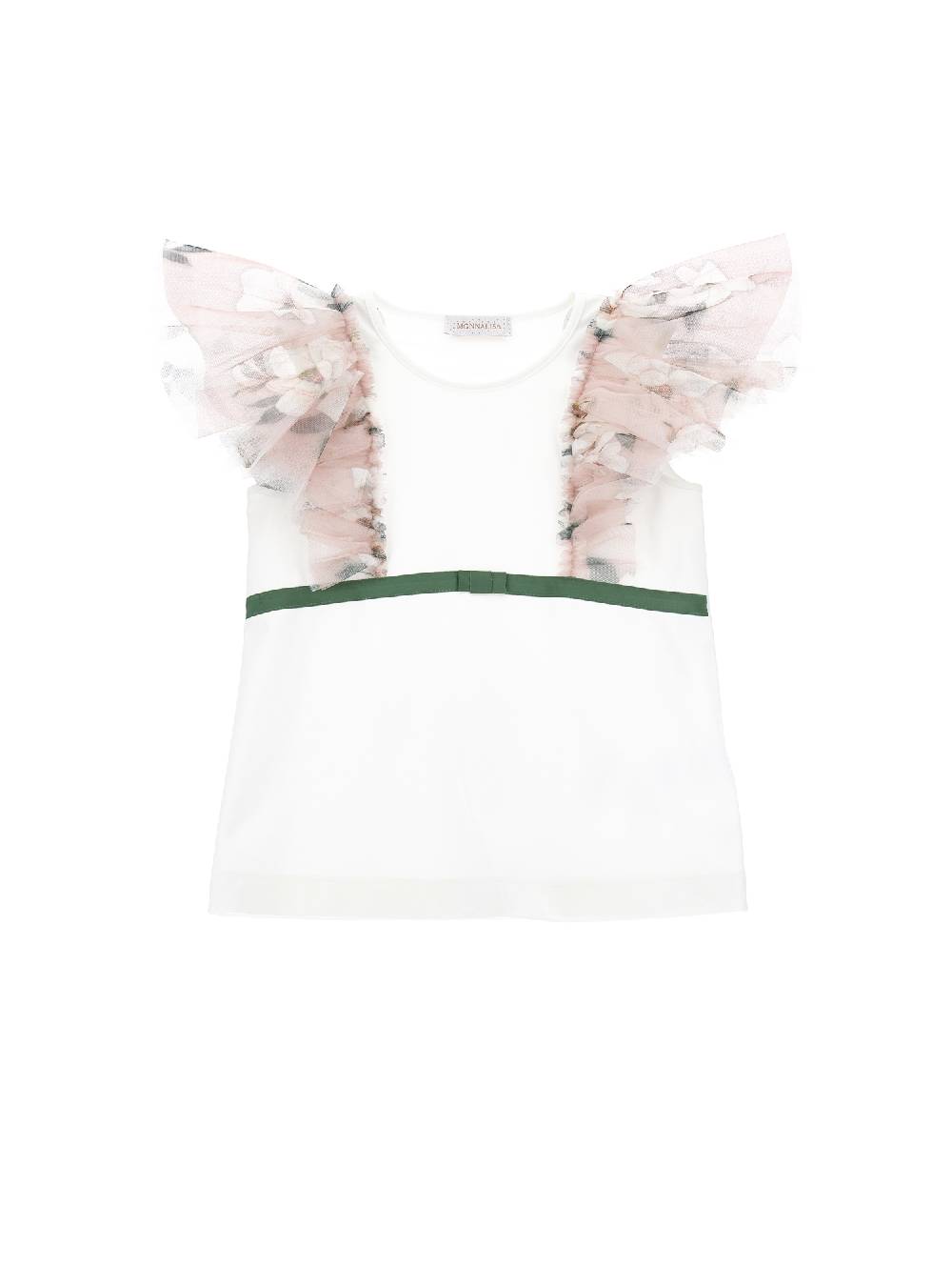 Monnalisa T-shirt jersey con galette a fiori