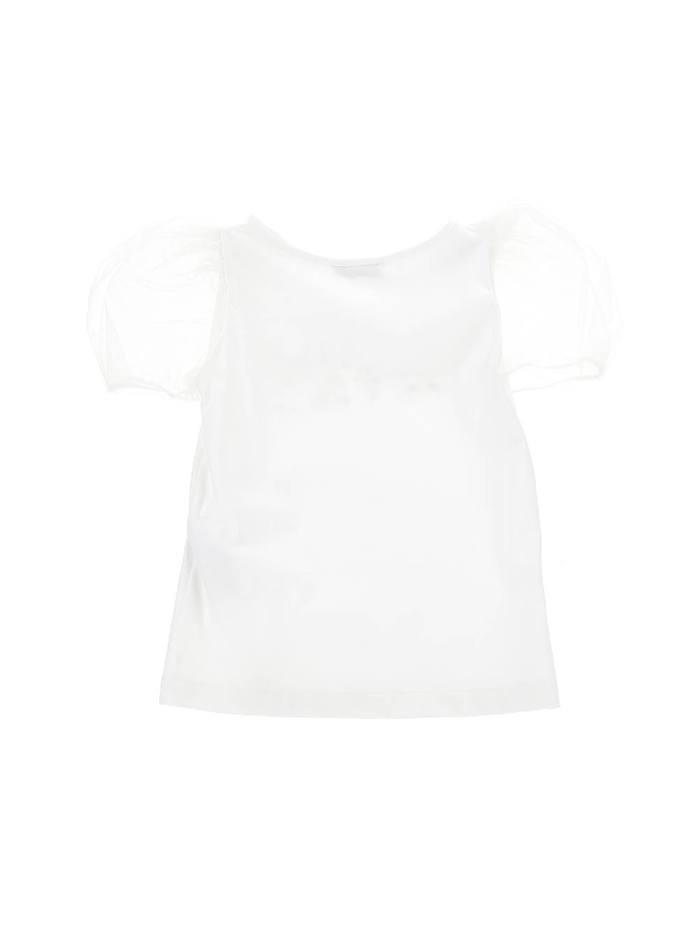 Monnalisa T-shirt Jersey Con Maniche Tulle