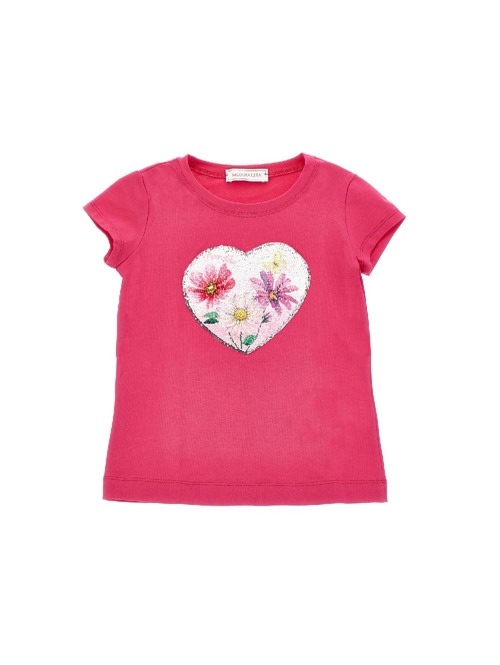 Monnalisa T-shirt jersey cuore paillettes