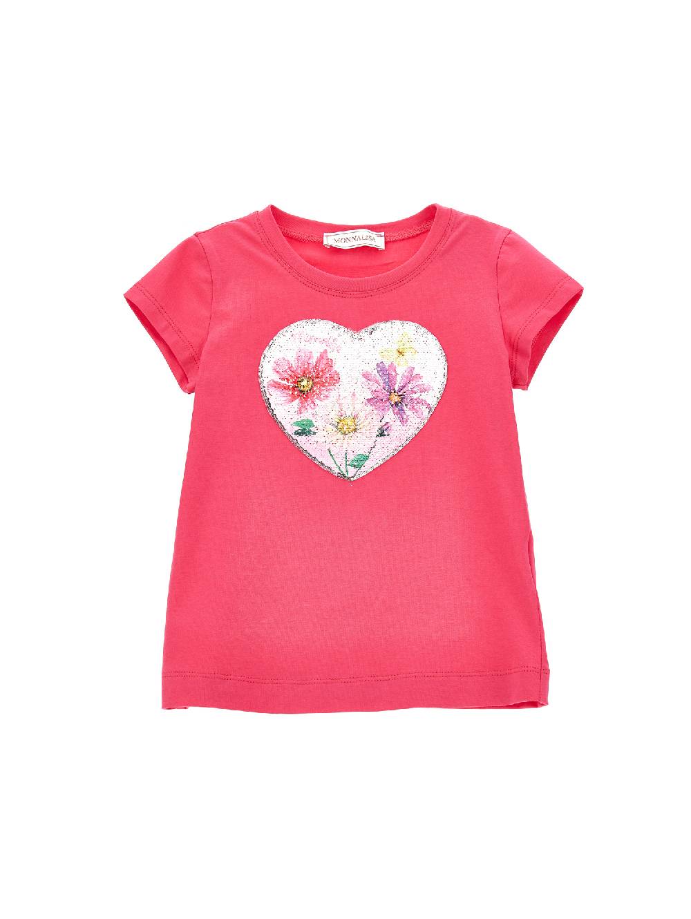 Monnalisa T-shirt jersey cuore paillettes