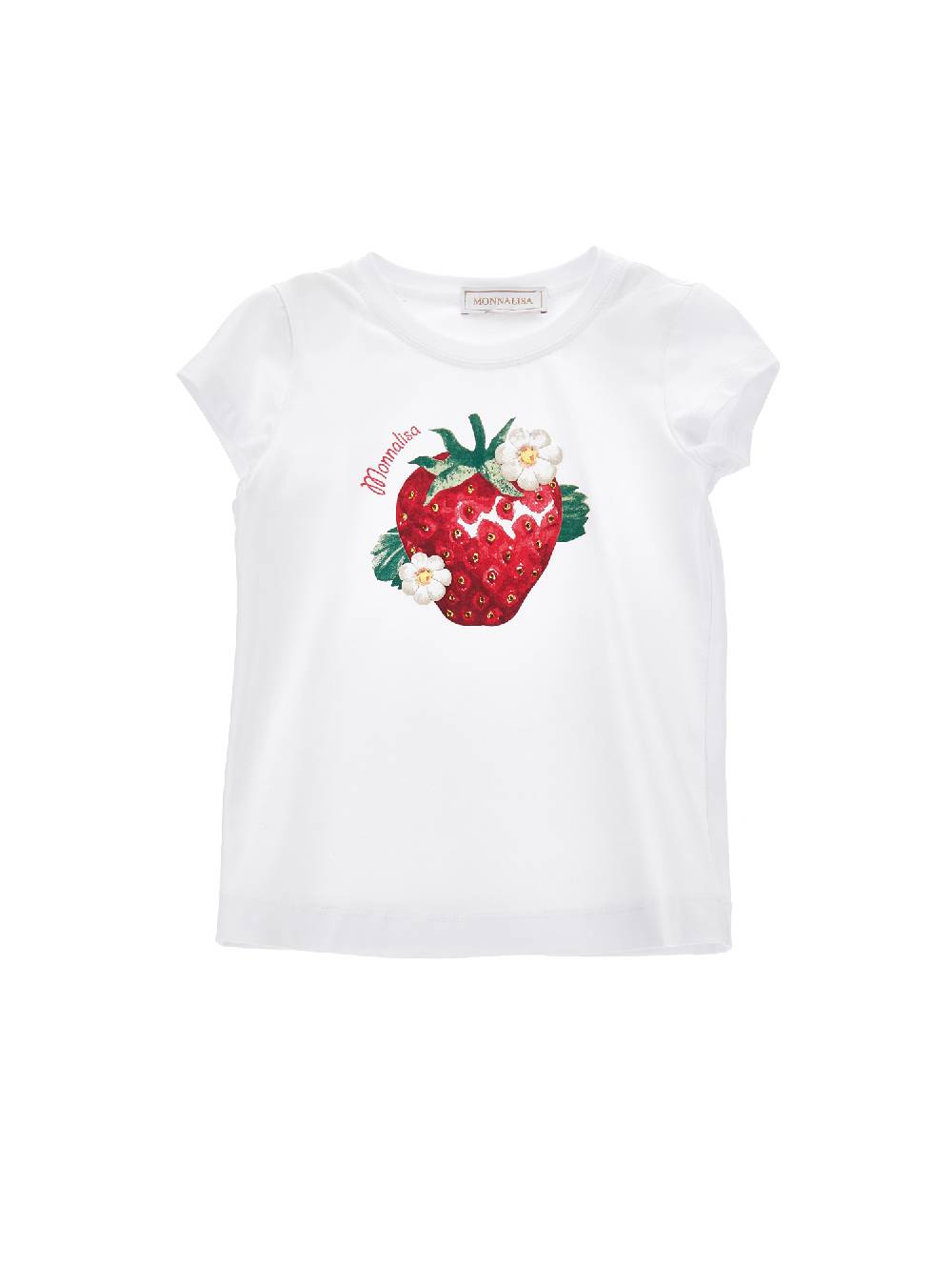 Monnalisa T-shirt jersey fragola con strass