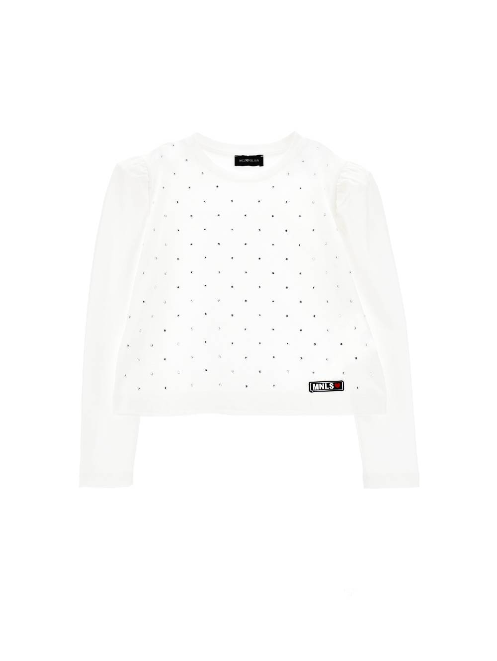 Monnalisa T-shirt jersey manica lunga strass