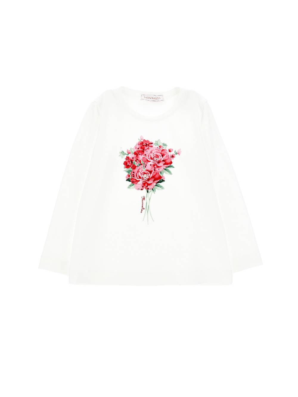 Monnalisa T-shirt jersey maniche lunghe bouquet