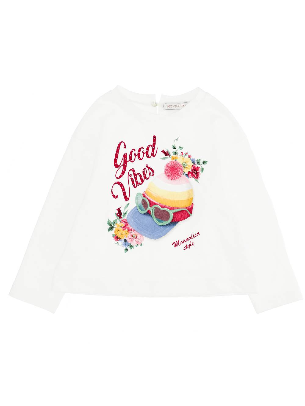 Monnalisa T-shirt jersey maniche lunghe Good Vibes