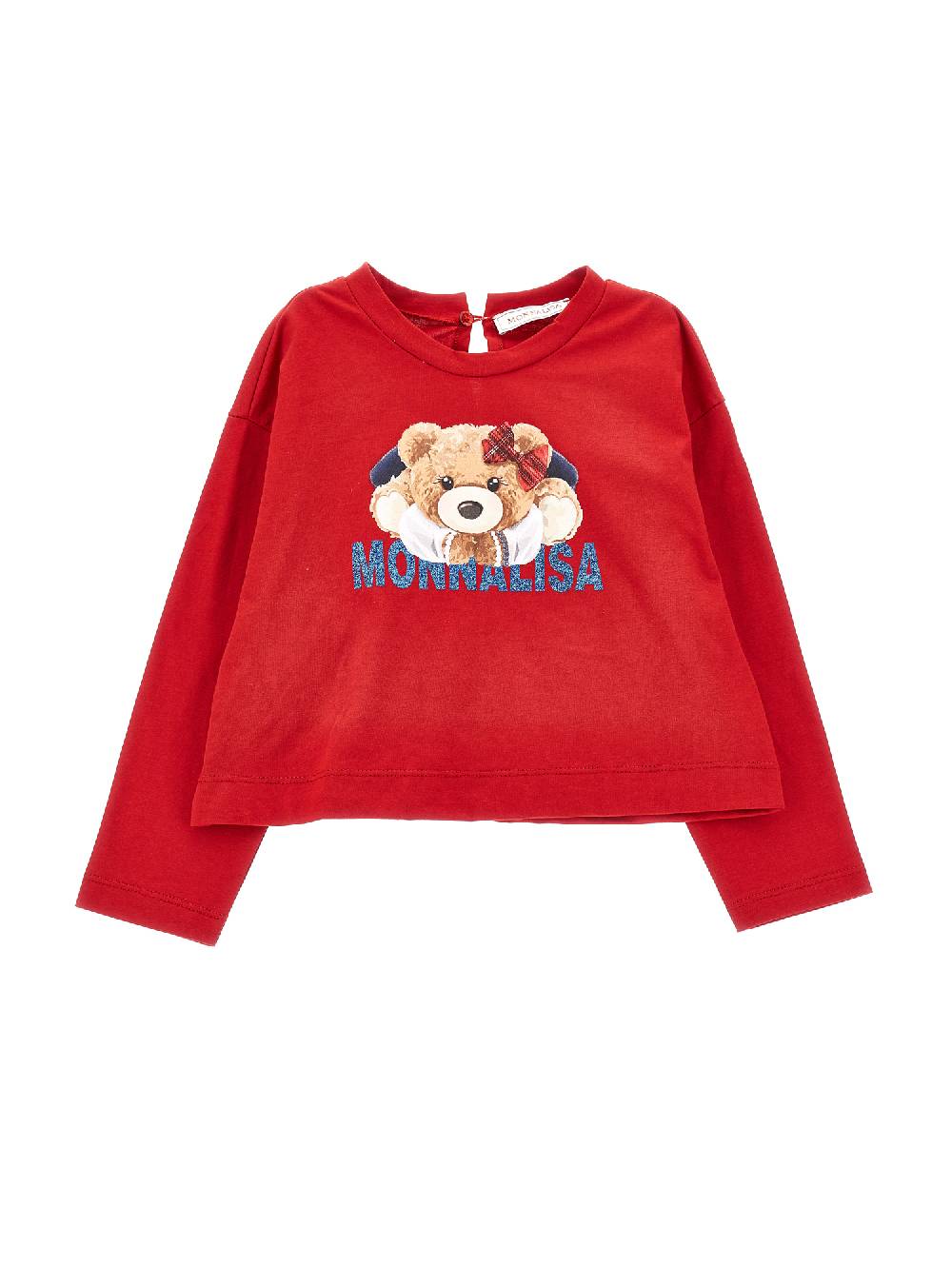 Monnalisa T-shirt jersey maniche lunghe orsetto