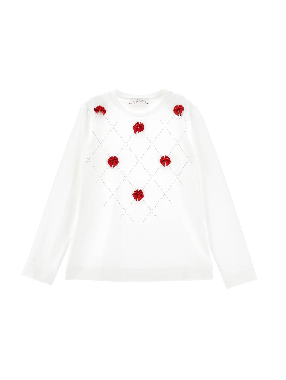 Monnalisa T-shirt strass e fiocchi