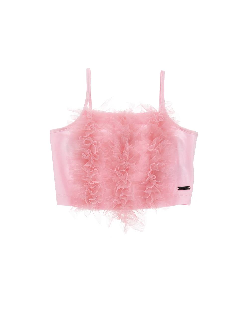 Monnalisa Top cotone con rouches tulle