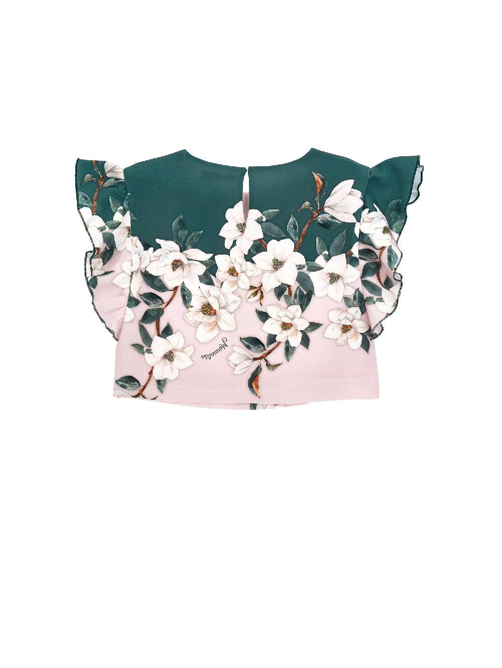 Monnalisa Top Cropped Stampa Magnolie