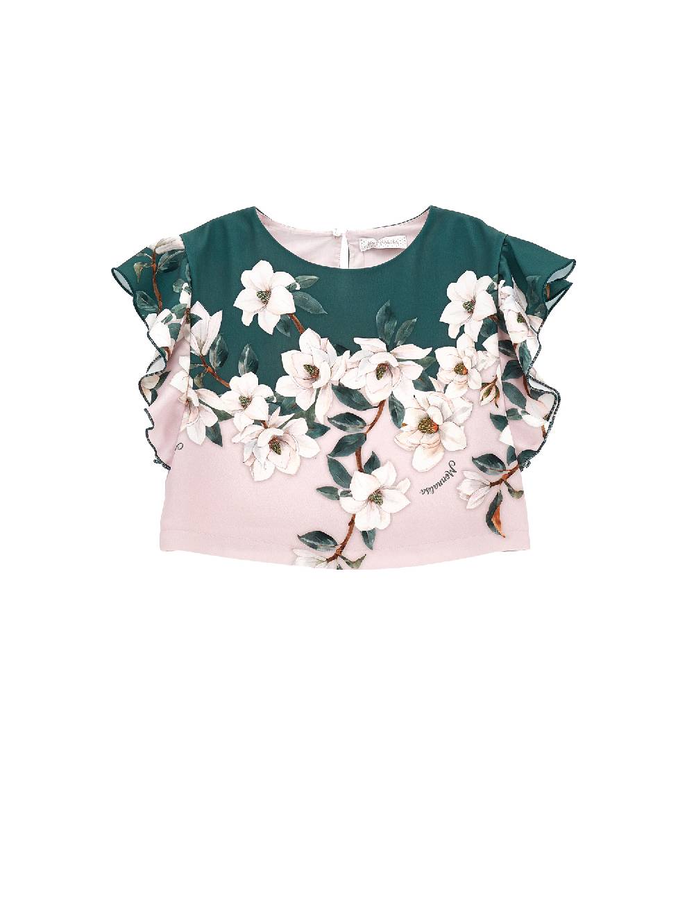 Monnalisa Top cropped stampa magnolie