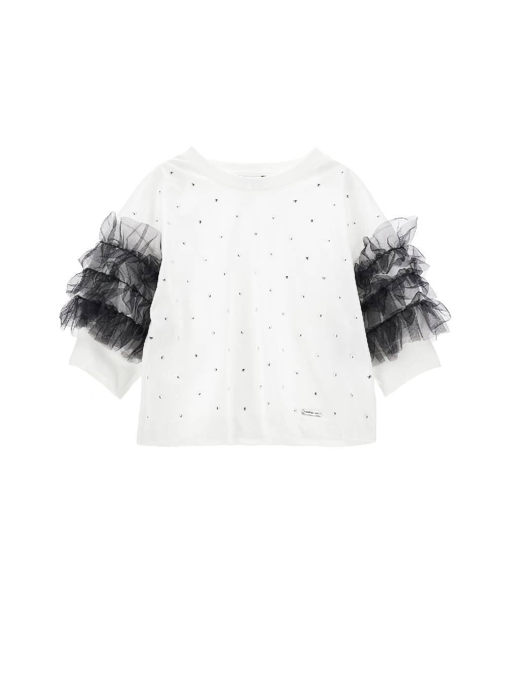 Monnalisa Top jersey strass e tulle