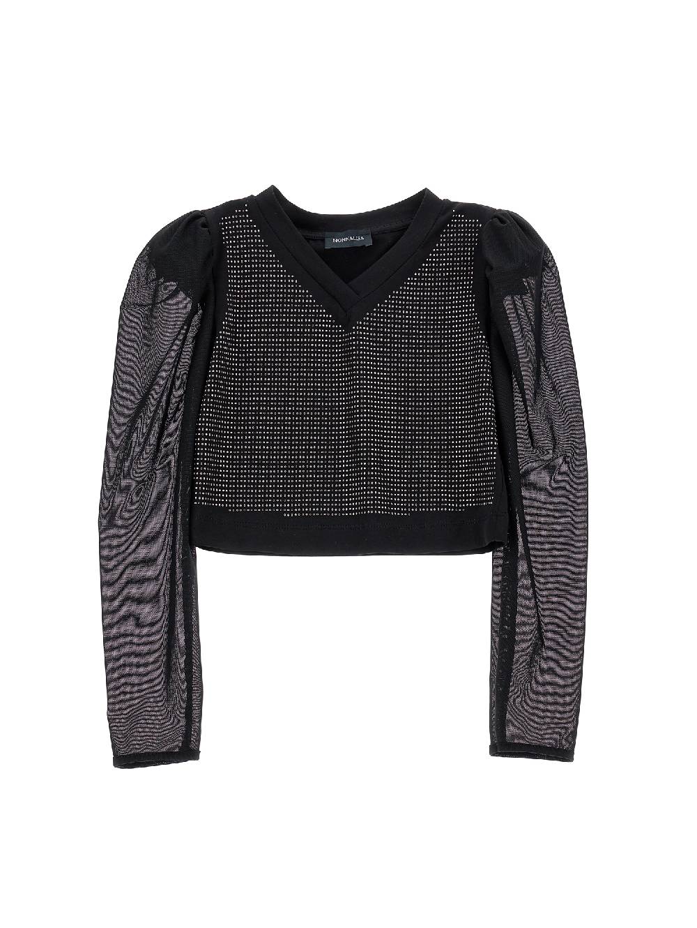 Monnalisa Top tulle e borchiette