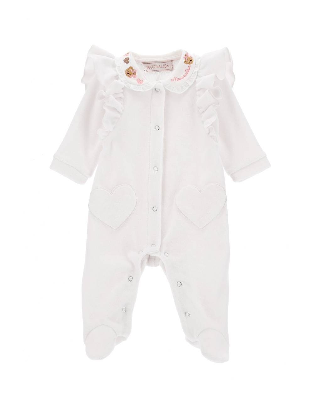 Monnalisa Tutina ciniglia con colletto ricamato