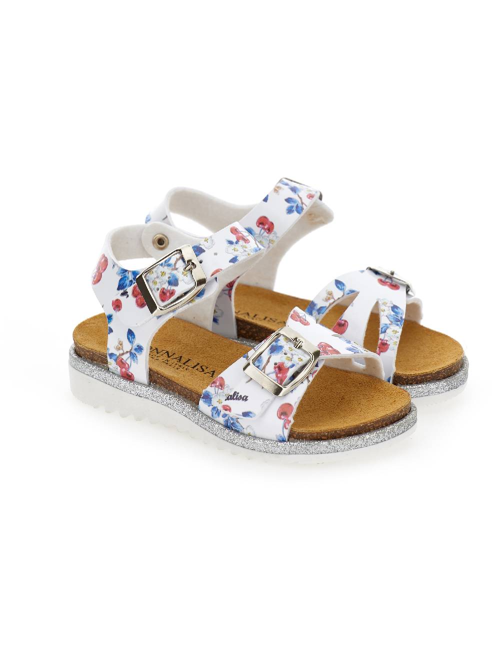 Monnalisa Sandali Stampa Ciliegie Con Suola Dentata