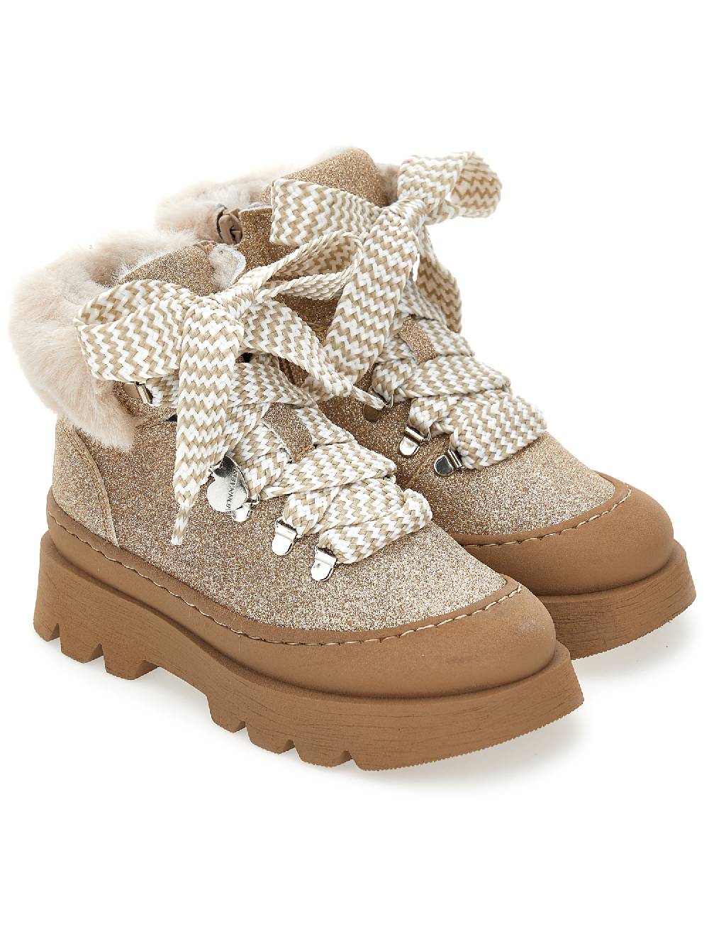 Monnalisa Scarponcini Glitter Con Fodera In Montone