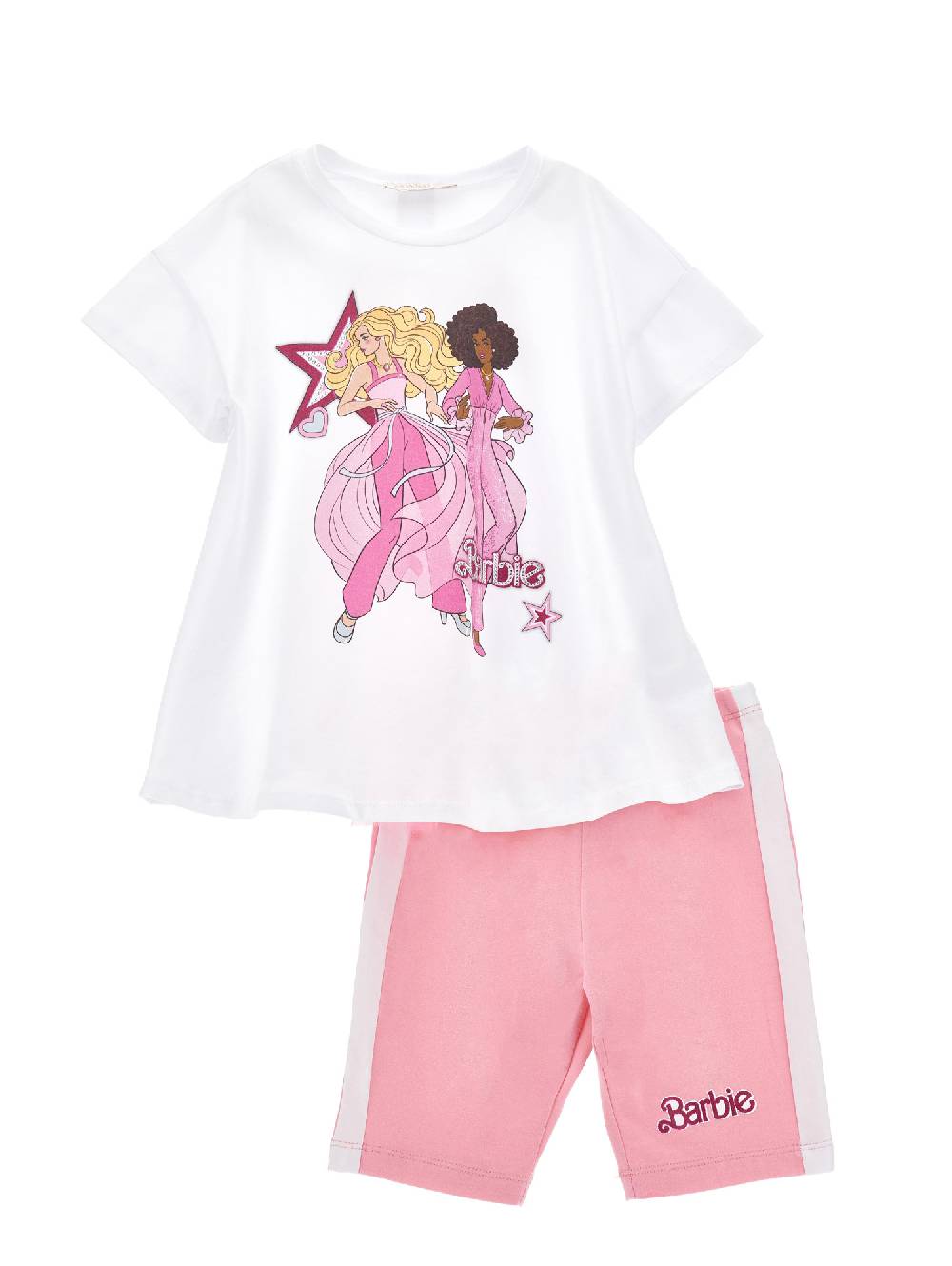 Monnalisa Set maxi t-shirt e pantaloni ciclisti Barbie