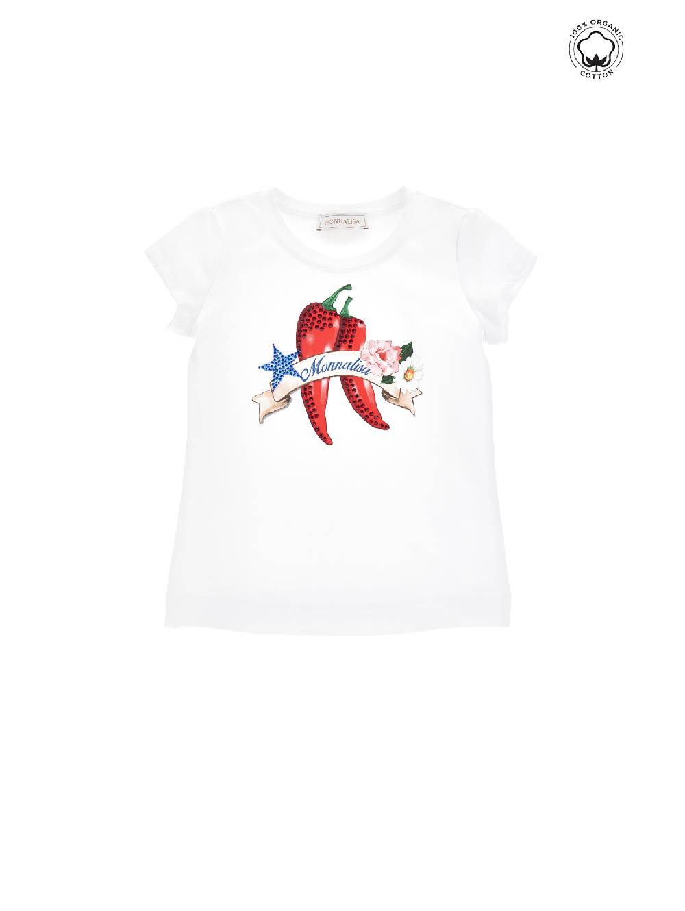 Monnalisa T-shirt cotone organico stampa peperoncino