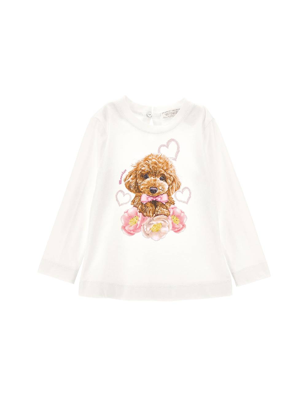 Monnalisa T-shirt cotone stampa barboncino e anemone