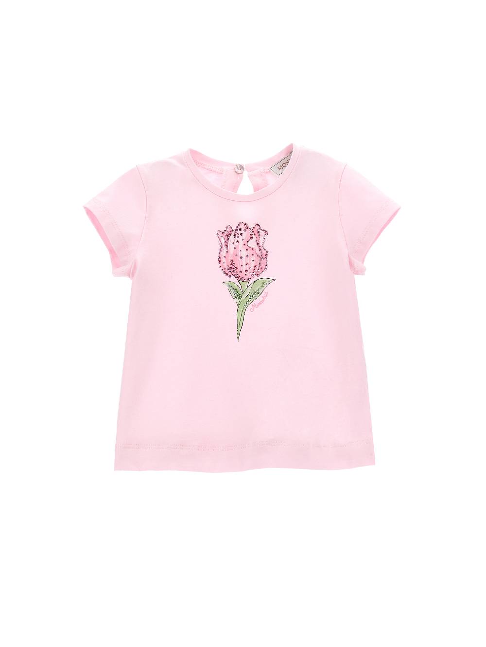 Monnalisa T-shirt cotone stampa tulipano con strass