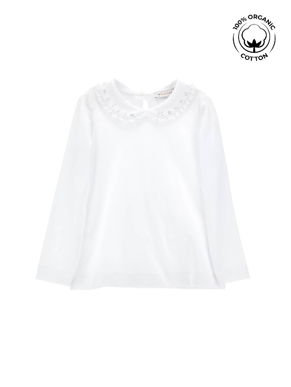 Monnalisa T-shirt jersey cotone organico con colletto elegante
