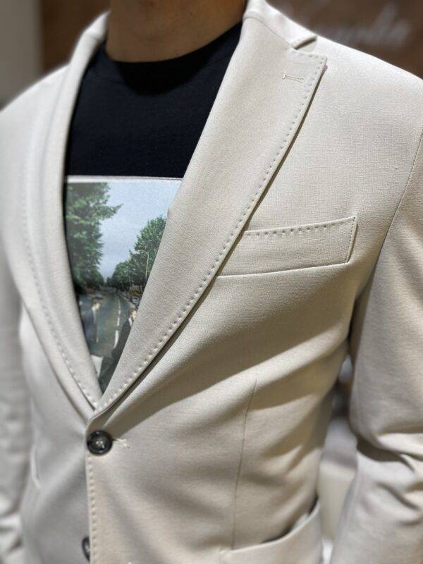 JCM Jey Coleman Giacca Uomo Elegante Tessuto Punto Milano Exibit