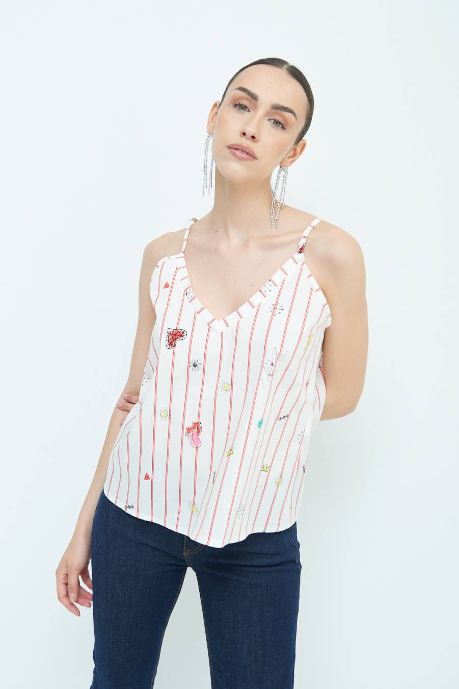 Kikisix CANOTTA FANTASIA RIG. PIU DISEGNO ROSSO/BURRO