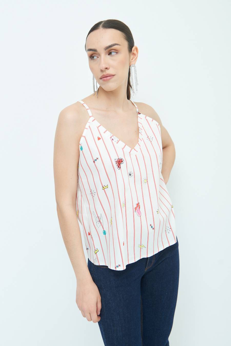 Kikisix CANOTTA FANTASIA RIG. PIU DISEGNO ROSSO/BURRO