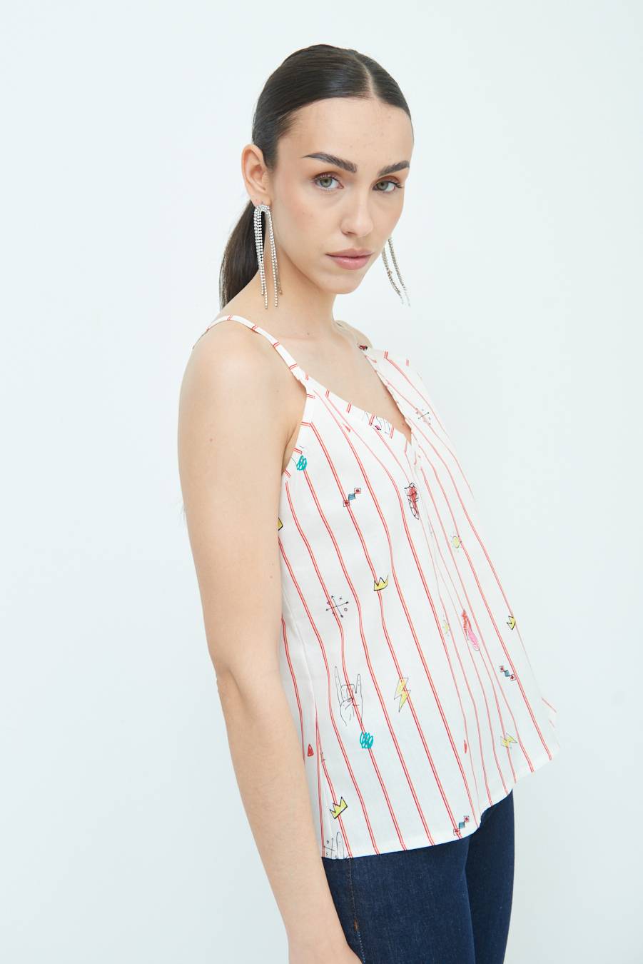 Kikisix CANOTTA FANTASIA RIG. PIU DISEGNO ROSSO/BURRO