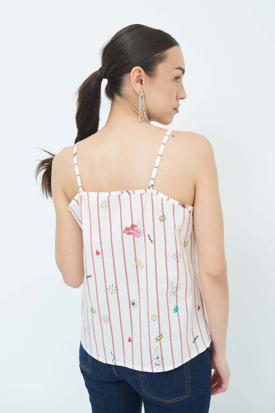 Kikisix CANOTTA FANTASIA RIG. PIU DISEGNO ROSSO/BURRO