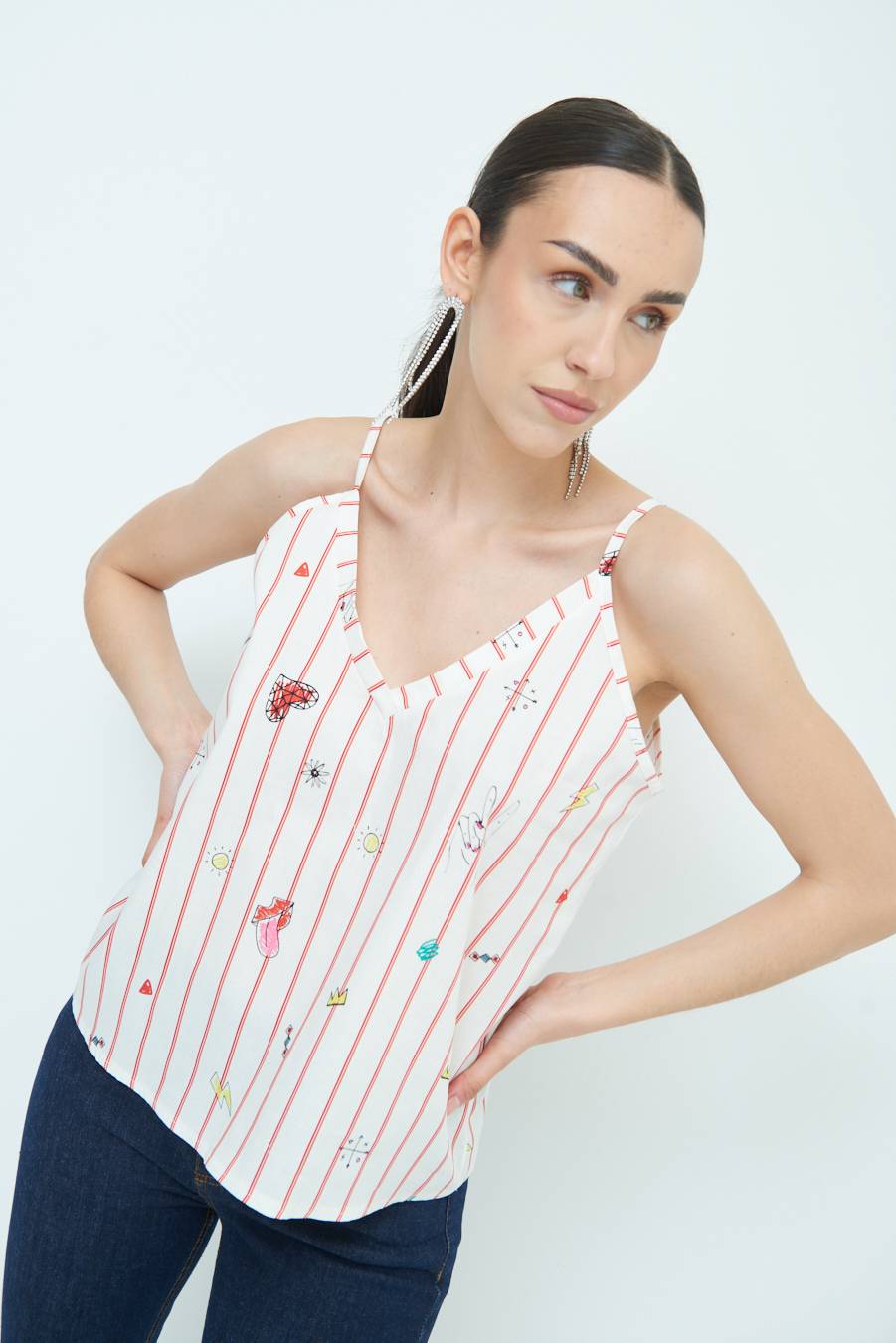 Kikisix CANOTTA FANTASIA RIG. PIU DISEGNO ROSSO/BURRO