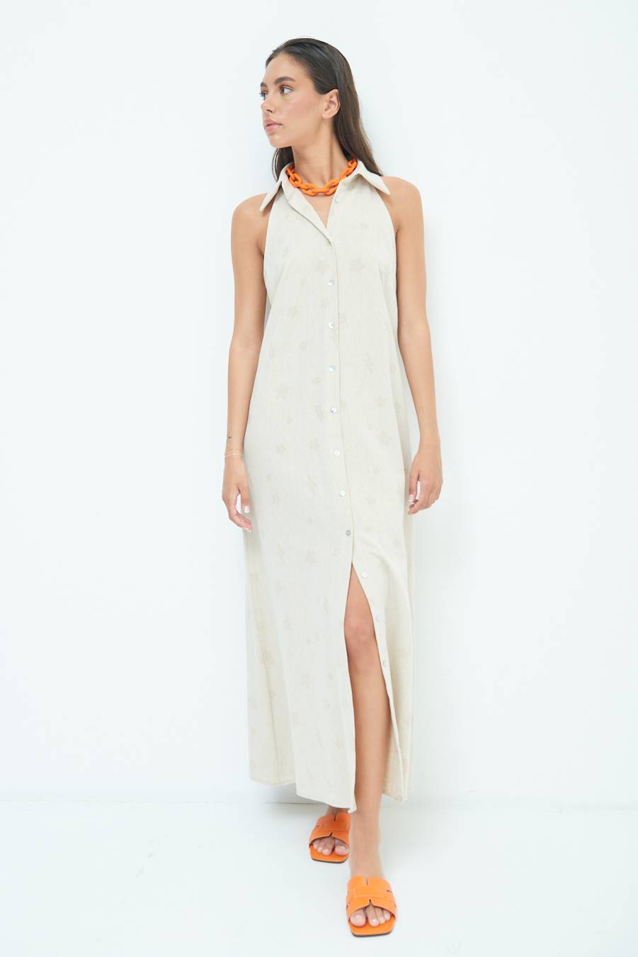 Kikisix CHEMISIER SMANICATO CON STELLE E FULMINI BEIGE