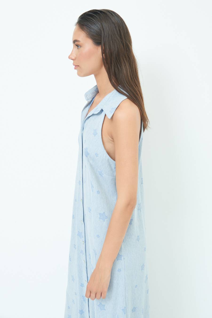 Kikisix CHEMISIER SMANICATO CON STELLE E FULMINI BLU CHIARO