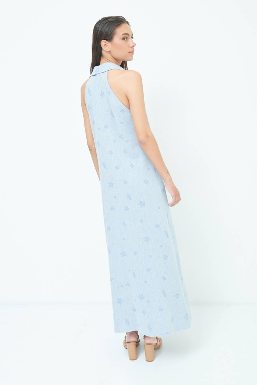 Kikisix CHEMISIER SMANICATO CON STELLE E FULMINI BLU CHIARO