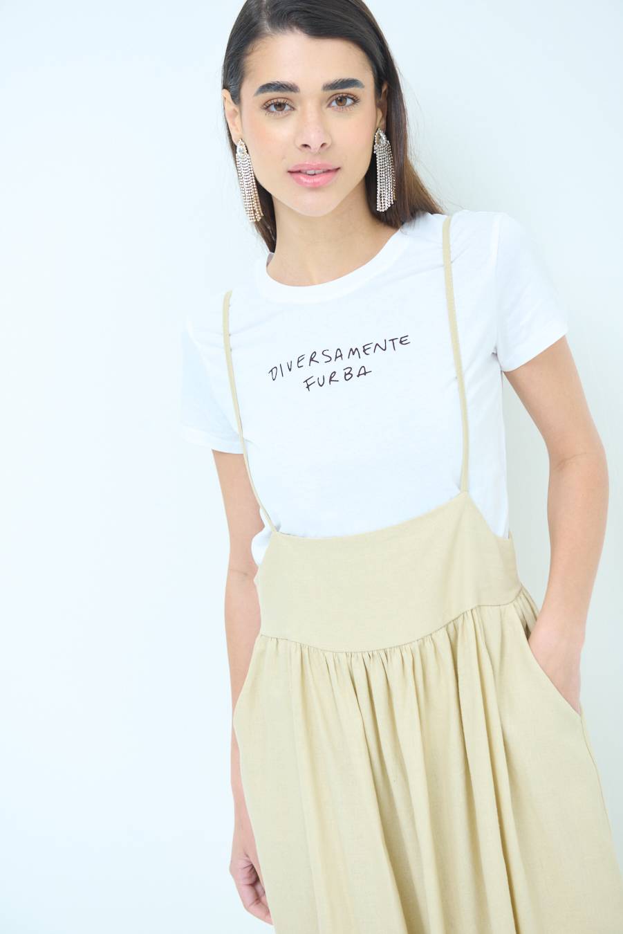 Kikisix ABITO CON TAGLIO SENO MISTO VISCOSA BEIGE