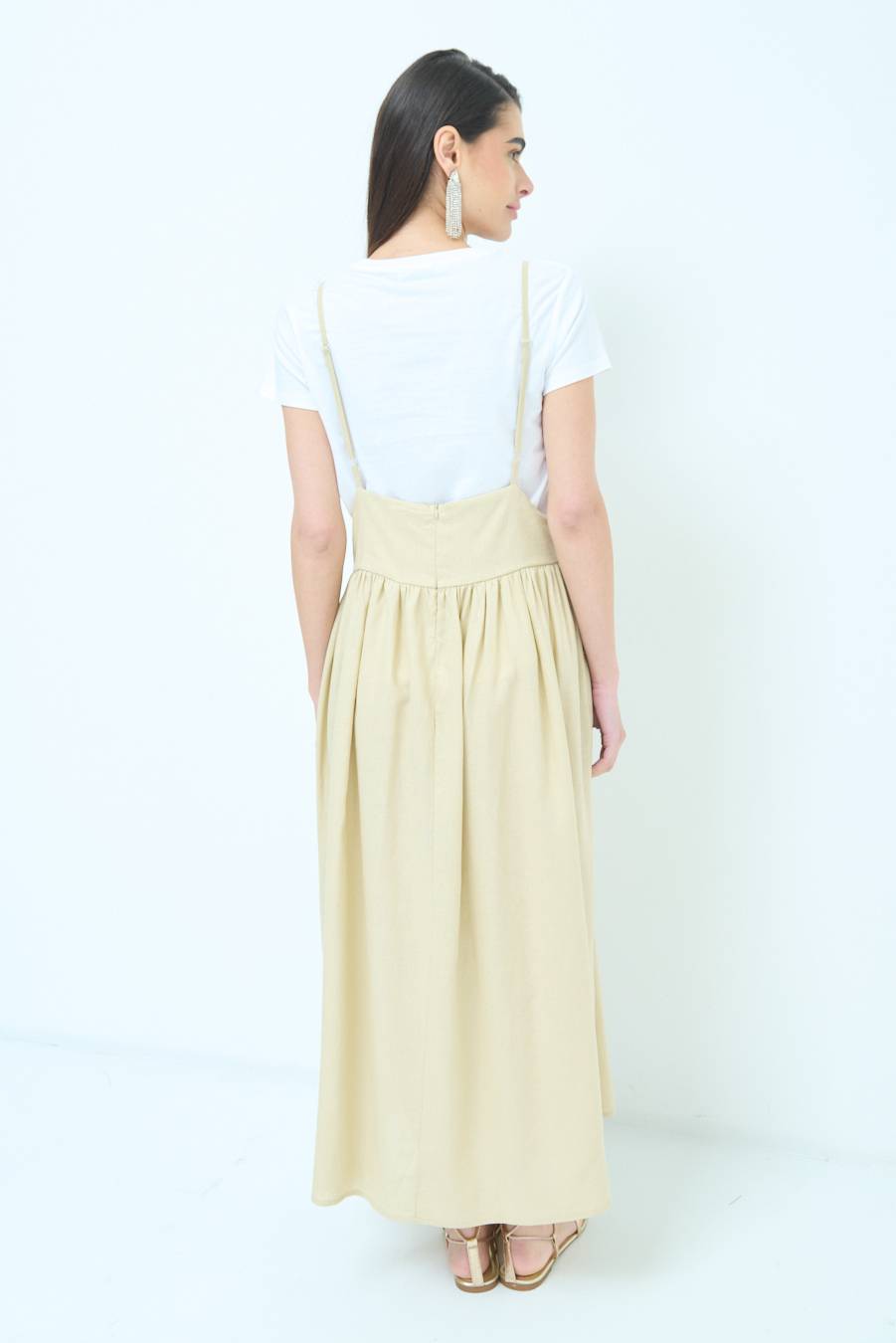 Kikisix ABITO CON TAGLIO SENO MISTO VISCOSA BEIGE