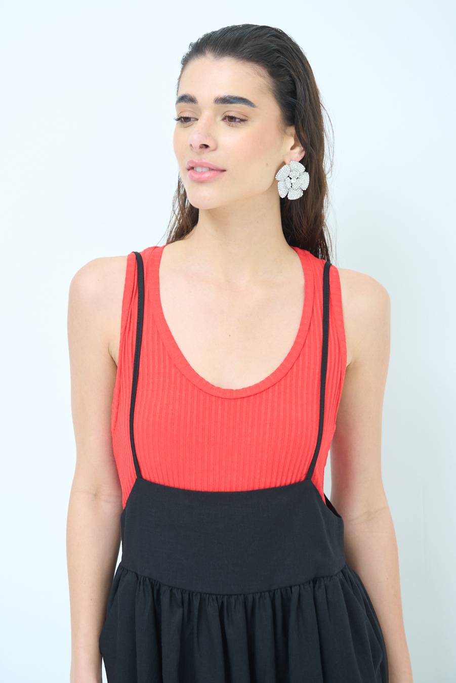 Kikisix ABITO CON TAGLIO SENO MISTO VISCOSA NERO