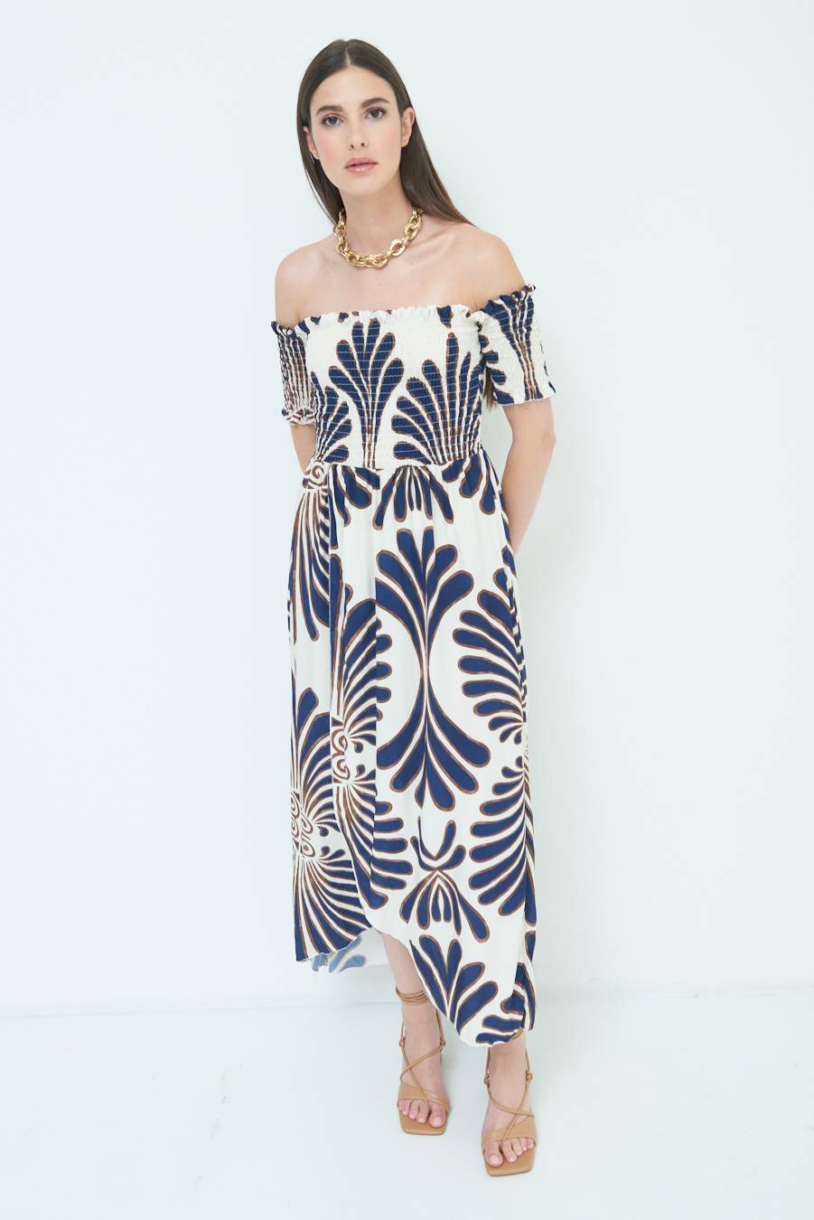 Kikisix ABITO ETNICO SHIFFER VISCOSA BLU