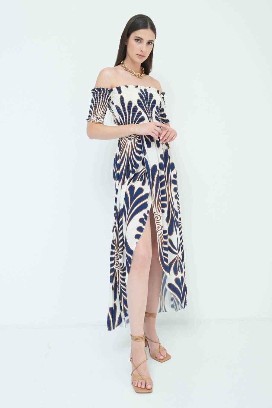 Kikisix ABITO ETNICO SHIFFER VISCOSA BLU