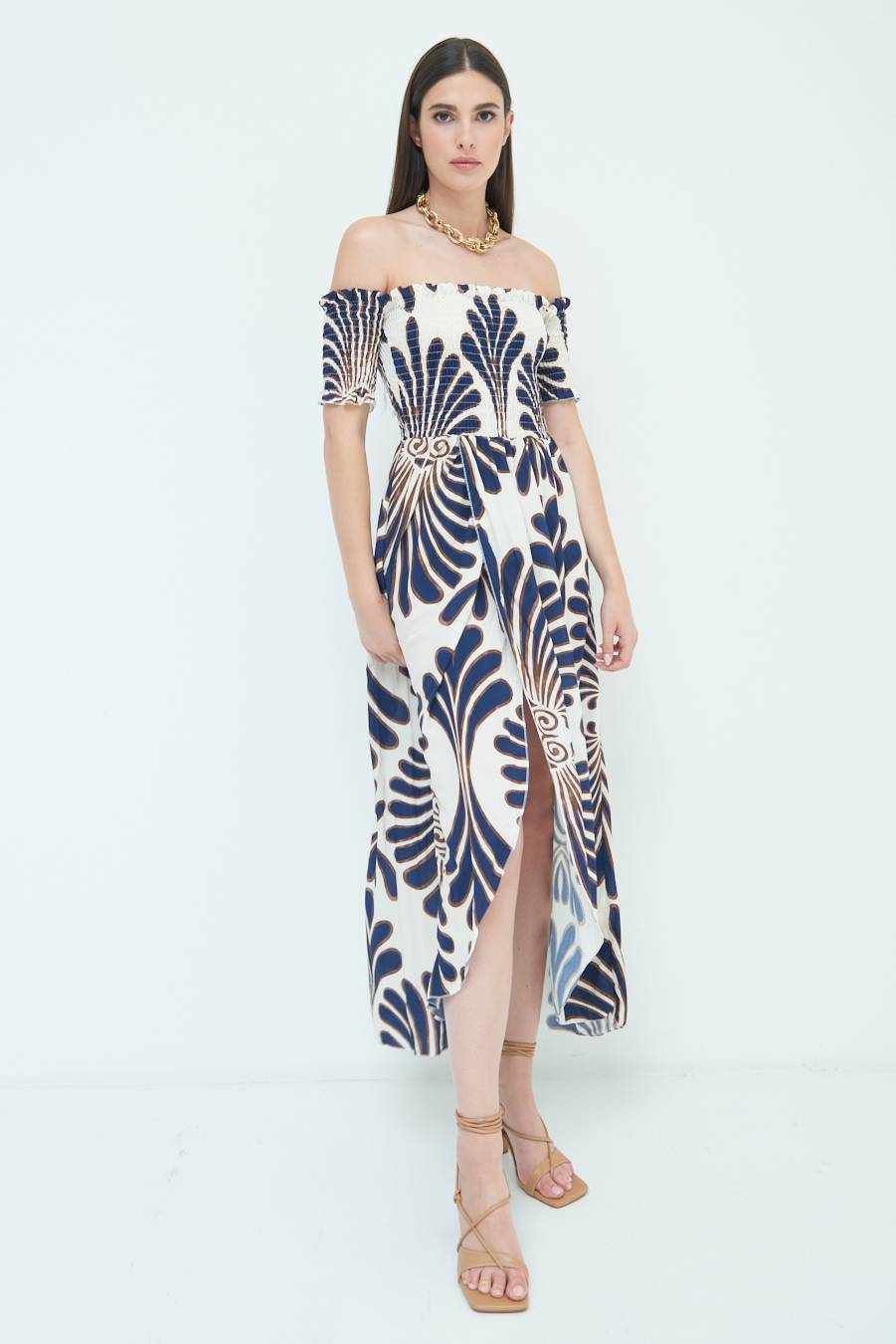 Kikisix ABITO ETNICO SHIFFER VISCOSA BLU