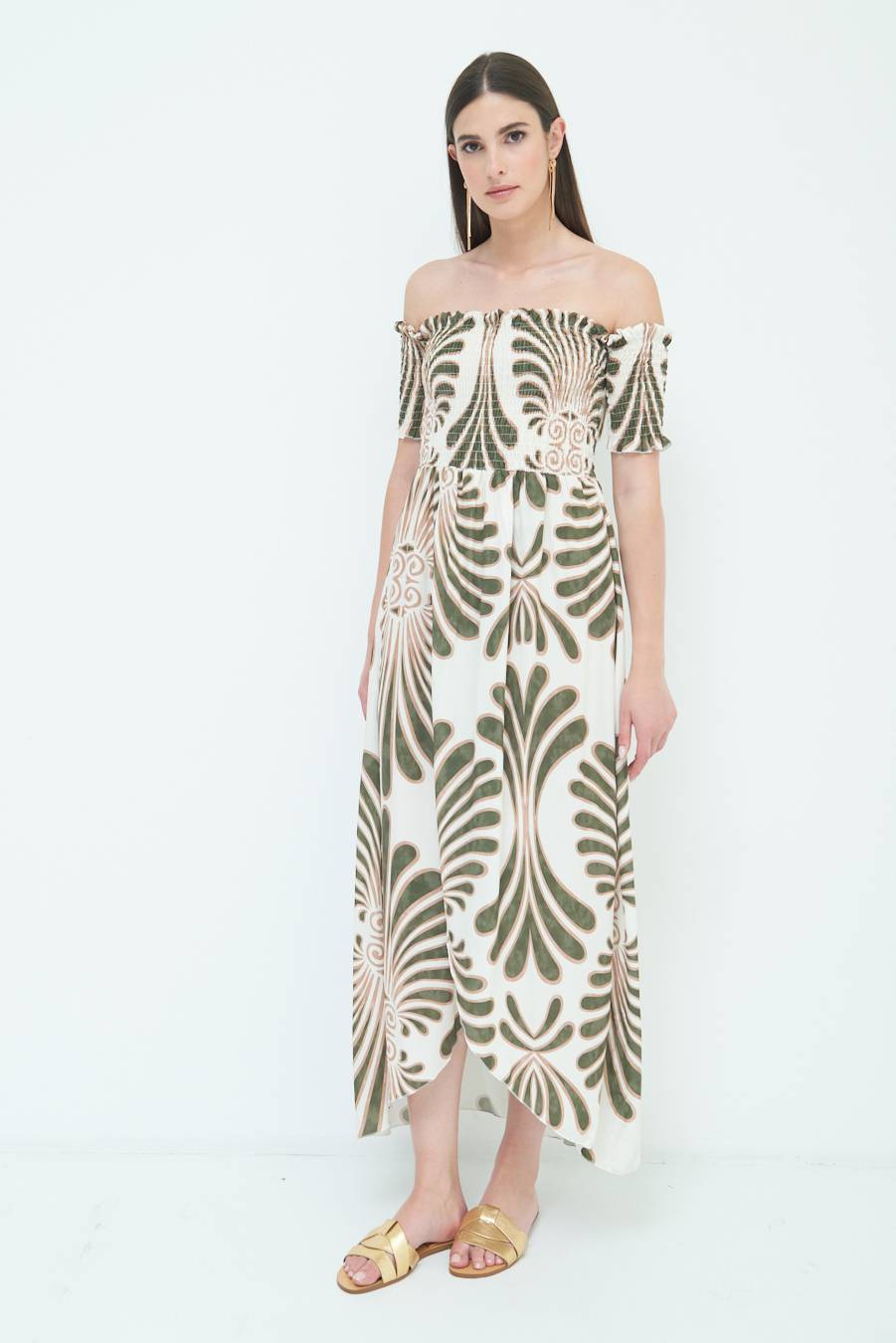 Kikisix ABITO ETNICO SHIFFER VISCOSA MILITARE