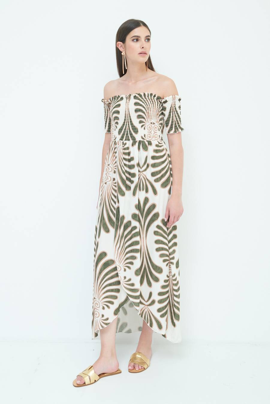 Kikisix ABITO ETNICO SHIFFER VISCOSA MILITARE