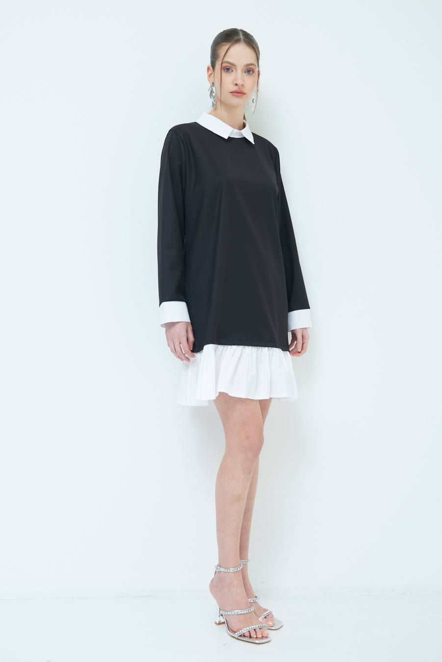 Kikisix ABITO FINTA CAMICIA BIANCO/NERO